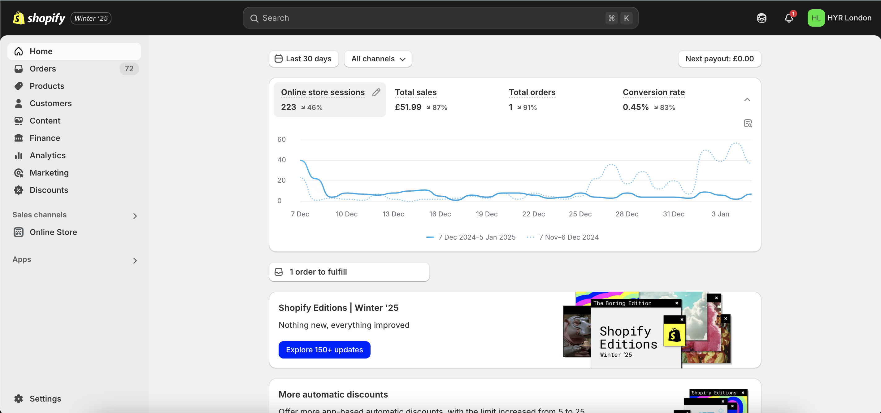 Shopify Dashboard Settings